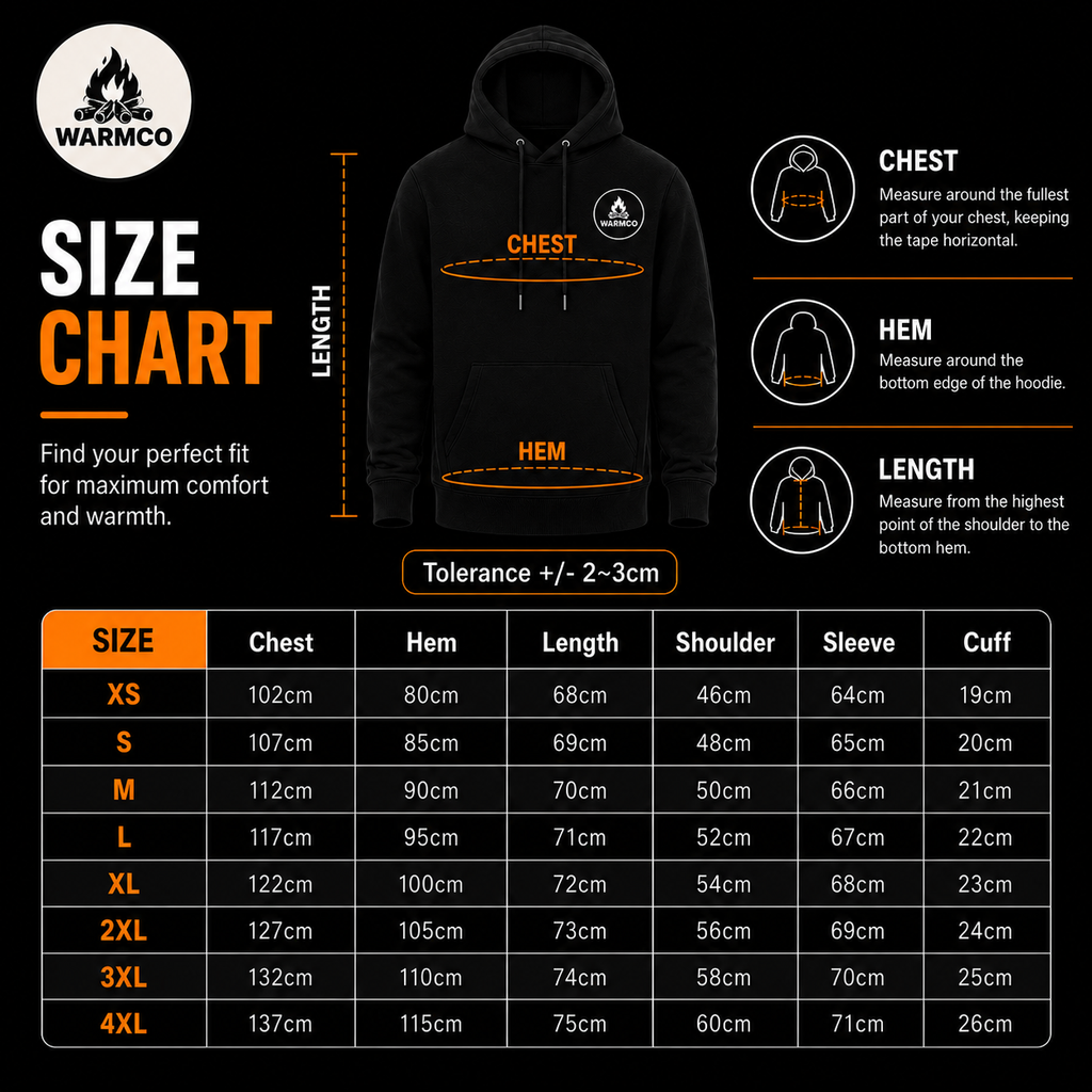 WARMCO Premium Heated Hoodie - Premium warmth without the bulky layers